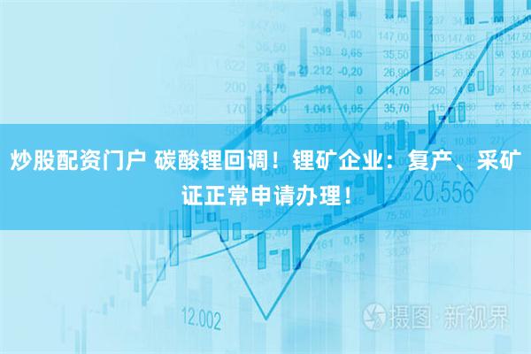 炒股配资门户 碳酸锂回调！锂矿企业：复产、采矿证正常申请办理！
