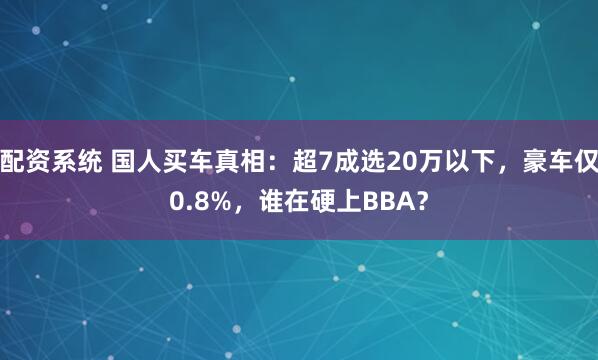 配资系统 国人买车真相：超7成选20万以下，豪车仅0.8%，谁在硬上BBA？